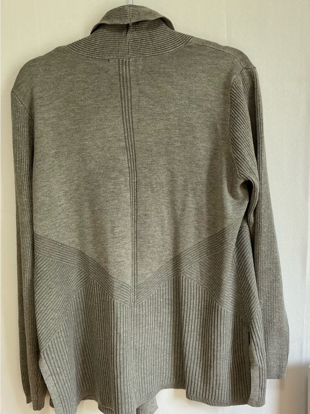 Open-Front Long Ribbed Cardigan Sweater - Gray - Picture 5 of 6